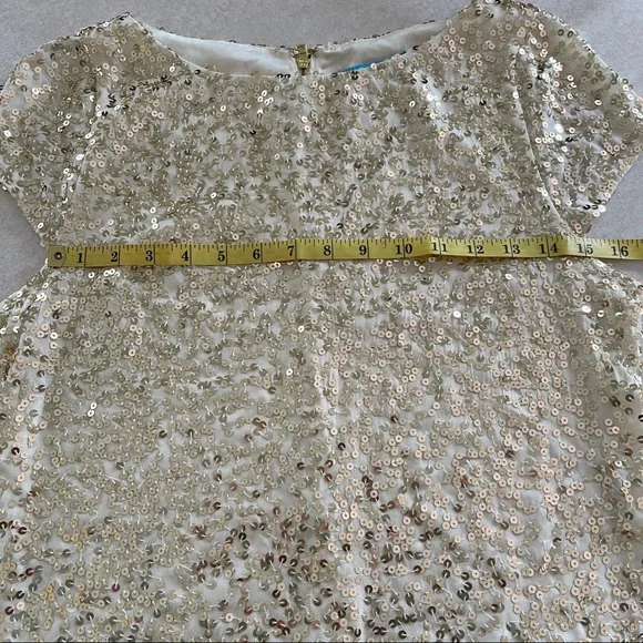 Alice + Olivia Gold Sequin Silk Blouse Medium - Picture 7 of 8